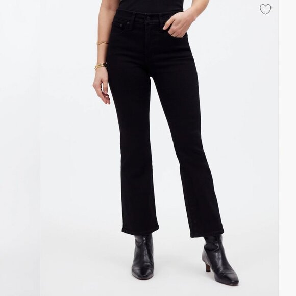 Madewell Kick Out Crop Jeans in Black Rinse Wash 5 pocket sz 29 / 8 mini-flare - Picture 1 of 14